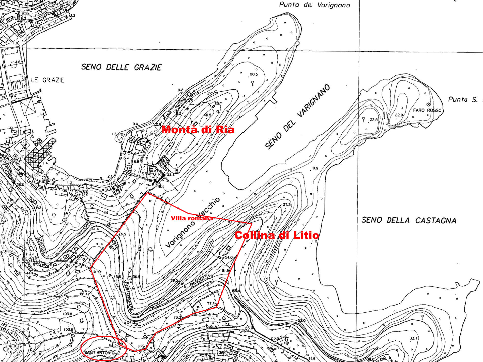 Carta topografica del Varignano