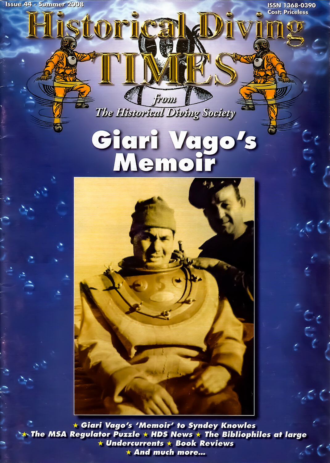 Copertina dell'Historical Diving Times con Vago Giani in tenuta da palombaro