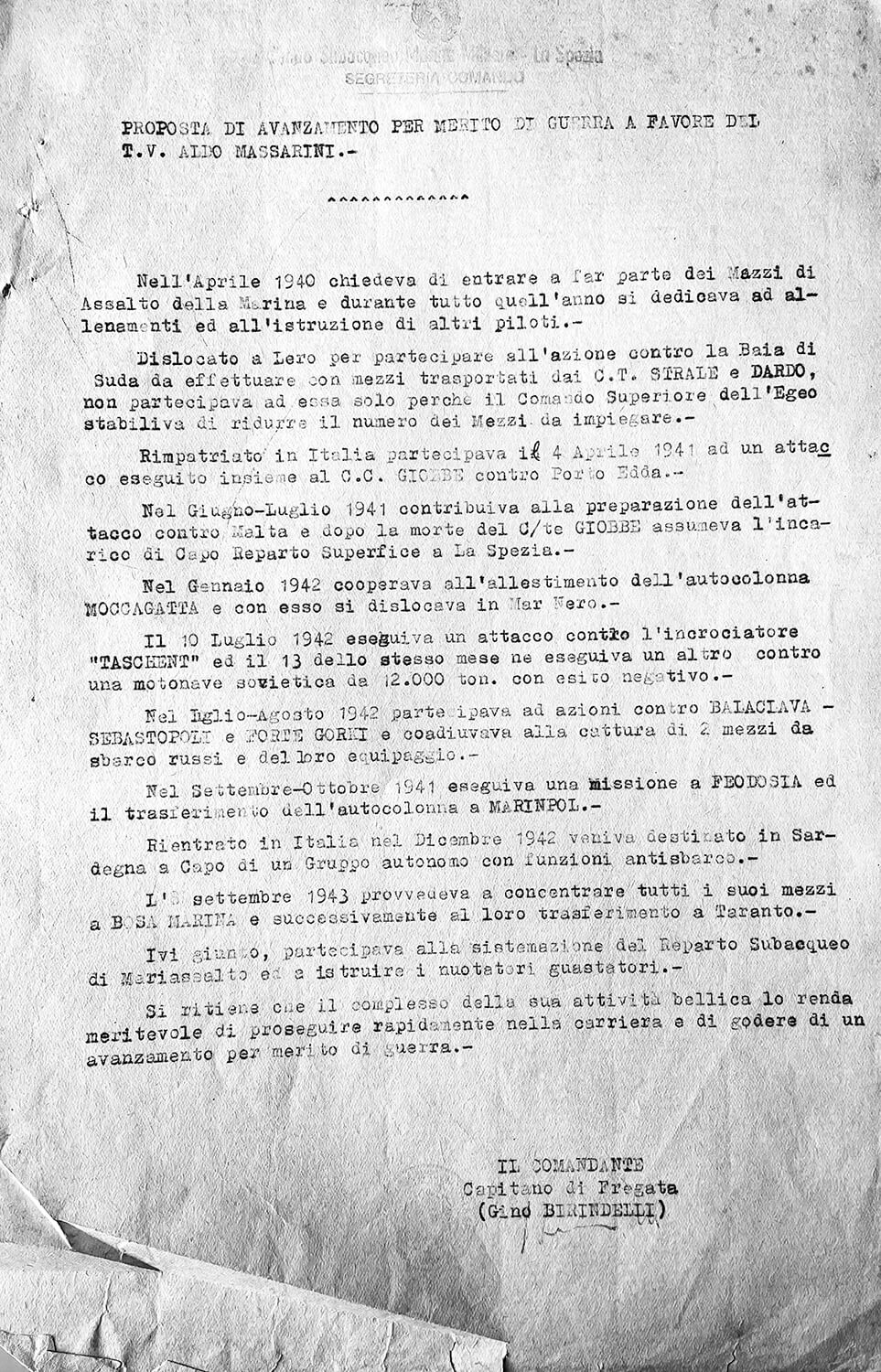 Proposta avanzamento di grado Massarini