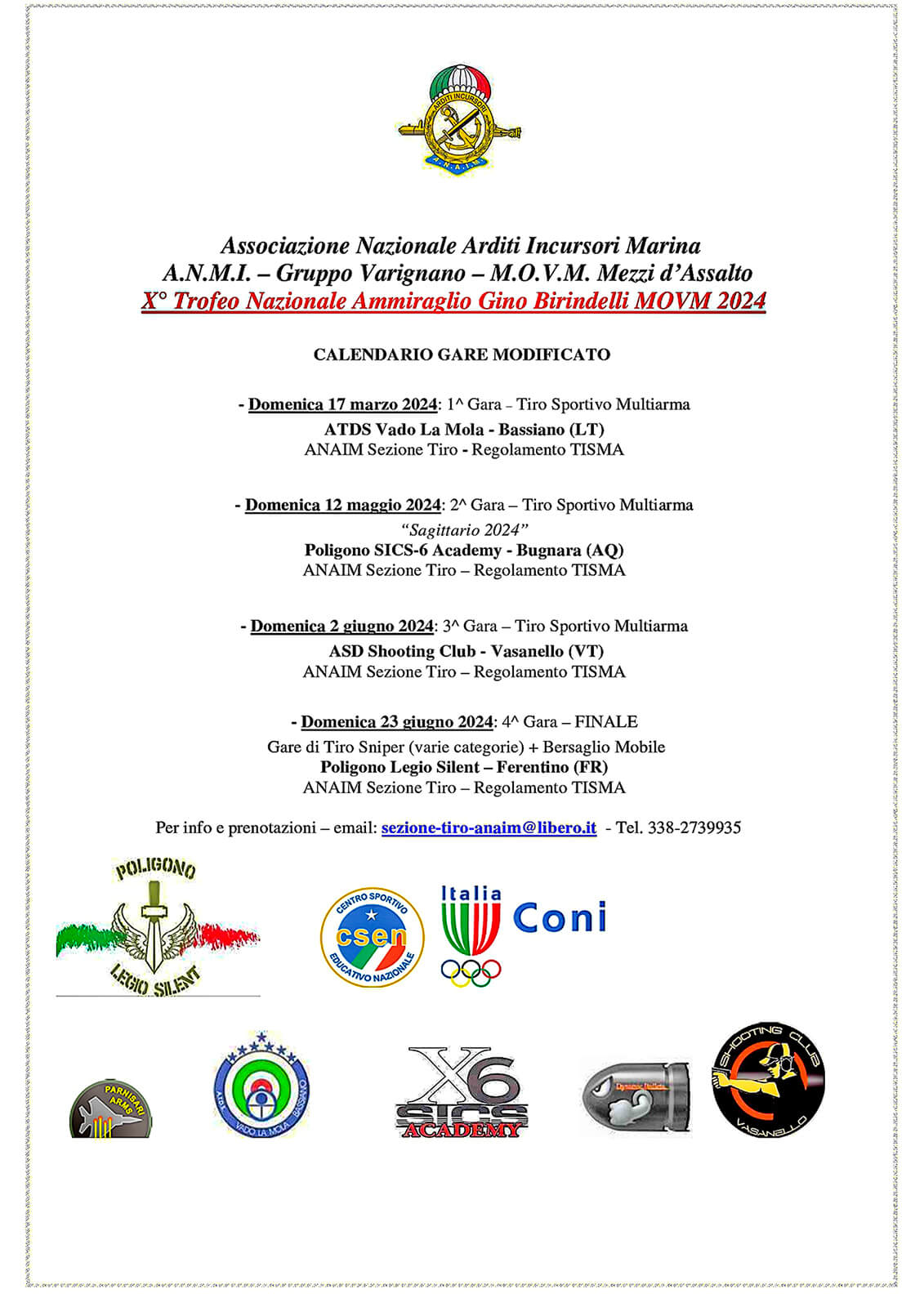 Trofeo Birindelli 2024 Calendario rimodulato Nuovo Calendario X° Trofeo Birindelli